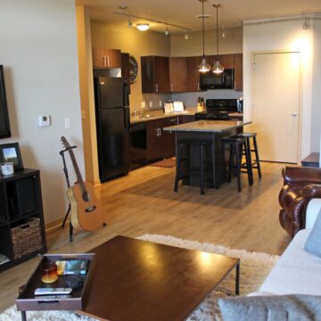 living room and kitchen